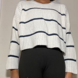 White and Blue Knit Sweater